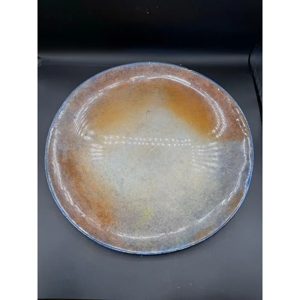 Large Peach Glaze Decorative Dish Wall Hanging – 17” Diameter